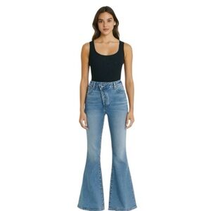 Flying Monkey Streetwear High Rise Super Flare Asymmetrical Button Fly Jeans- 30